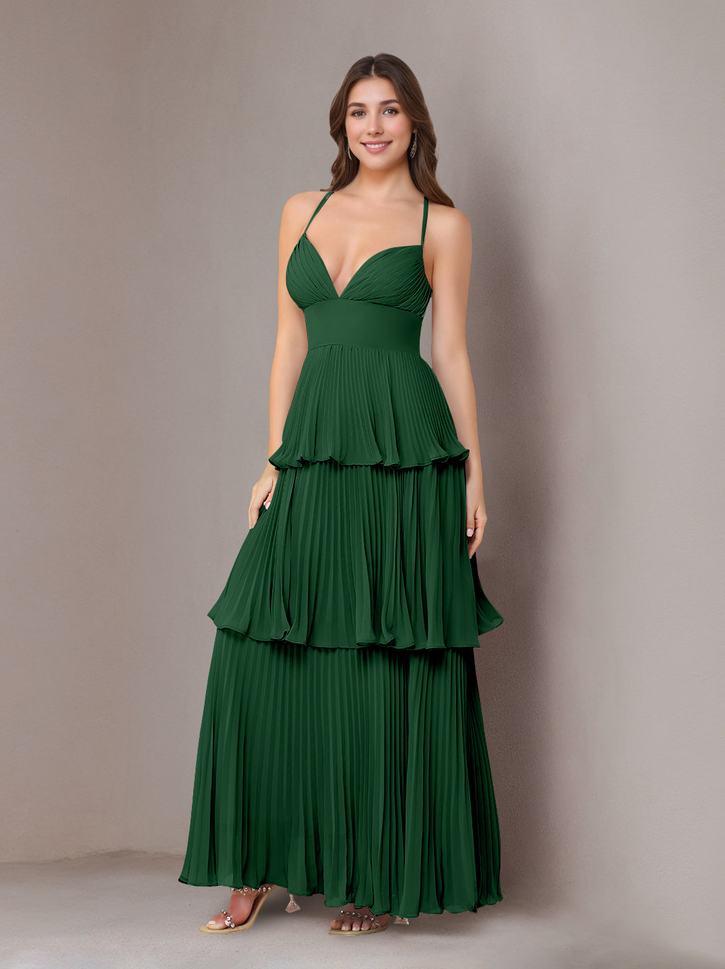Ligne A/Princesse Bretelles Spaghetti Sans Manches La Longueur du Sol Mousseline Robes de Demoiselle d'Honneur avec Pleated