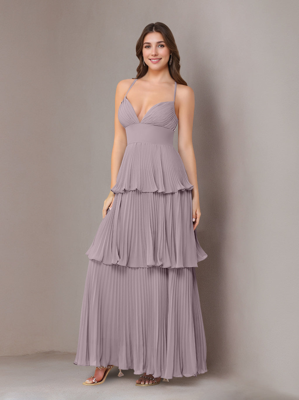 Ligne A/Princesse Bretelles Spaghetti Sans Manches La Longueur du Sol Mousseline Robes de Demoiselle d'Honneur avec Pleated