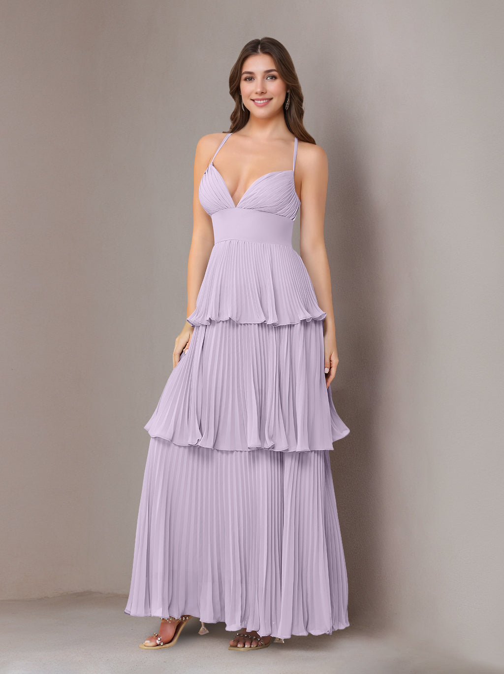 Ligne A/Princesse Bretelles Spaghetti Sans Manches La Longueur du Sol Mousseline Robes de Demoiselle d'Honneur avec Pleated