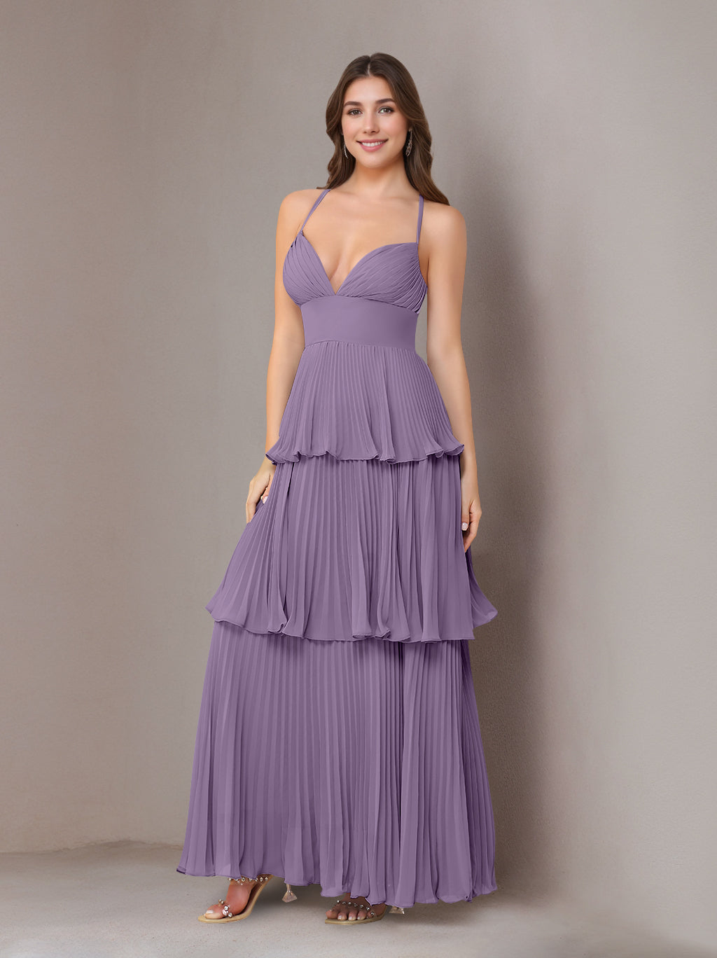 Ligne A/Princesse Bretelles Spaghetti Sans Manches La Longueur du Sol Mousseline Robes de Demoiselle d'Honneur avec Pleated