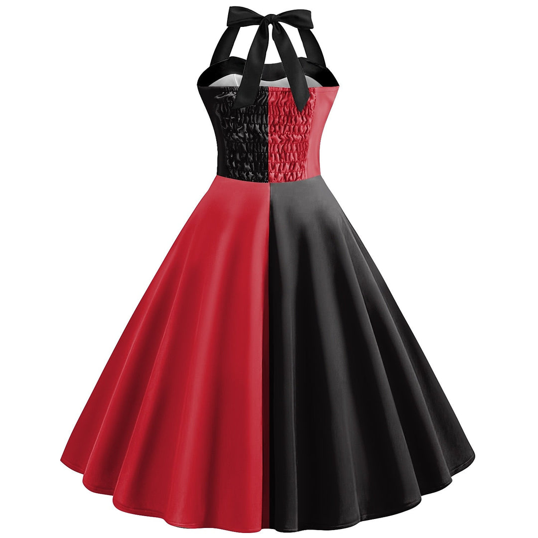 Robe de Costume D'Halloween à Col Licou Sans Manches, Coupe A-Line/Princess, Longueur Genou