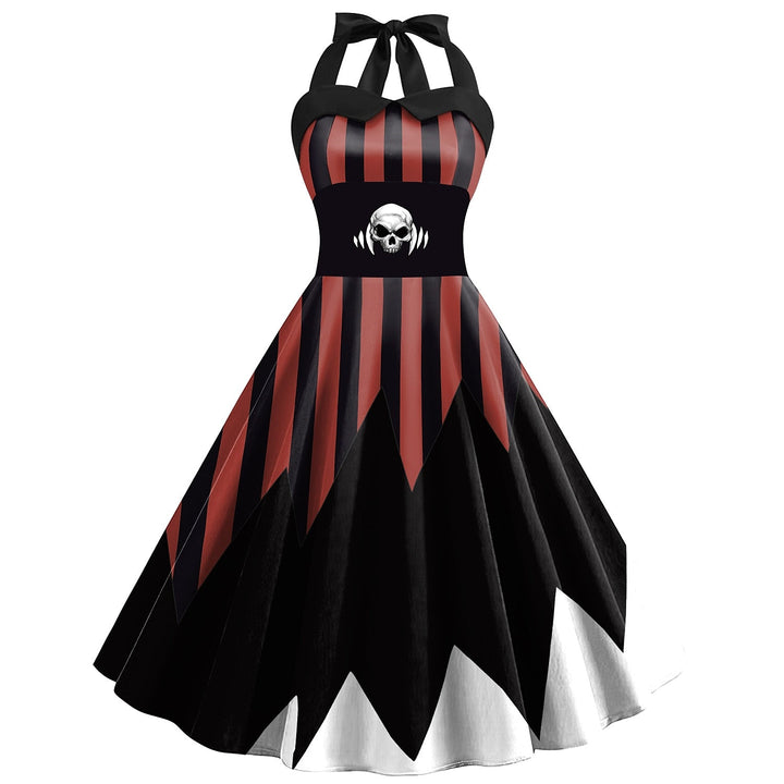 Robe de Costume D'Halloween à Col Licou Sans Manches, Coupe A-Line/Princess, Longueur Genou