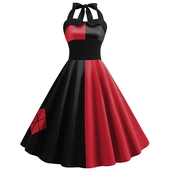 Robe de Costume D'Halloween à Col Licou Sans Manches, Coupe A-Line/Princess, Longueur Genou