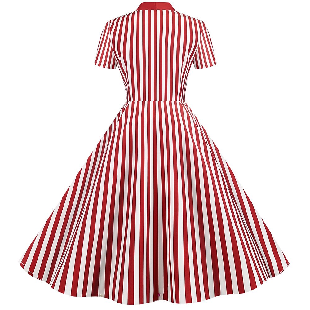 Robe de Costume D'Halloween à Manches Courtes et Col en V, Coupe A-Line/Princesse, Longueur Genou, avec Nœud Papillon