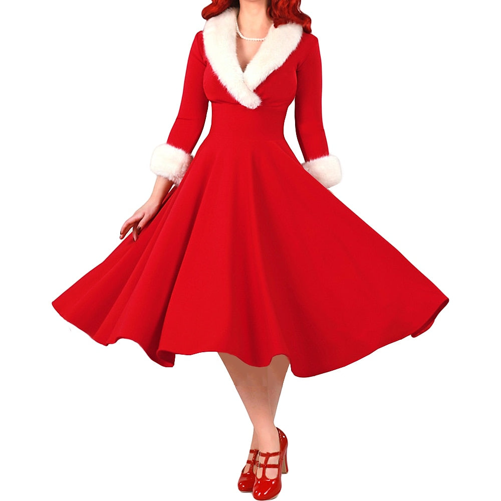 Robe de Costume D'Halloween à Manches 3/4 et Col en V, Coupe A-Line/Princesse, Longueur Thé