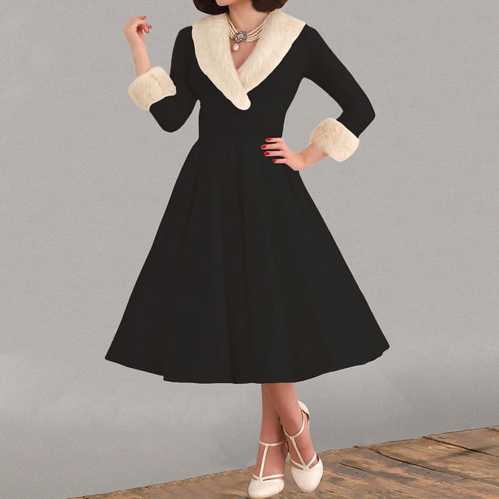 Robe de Costume D'Halloween à Manches 3/4 et Col en V, Coupe A-Line/Princesse, Longueur Thé