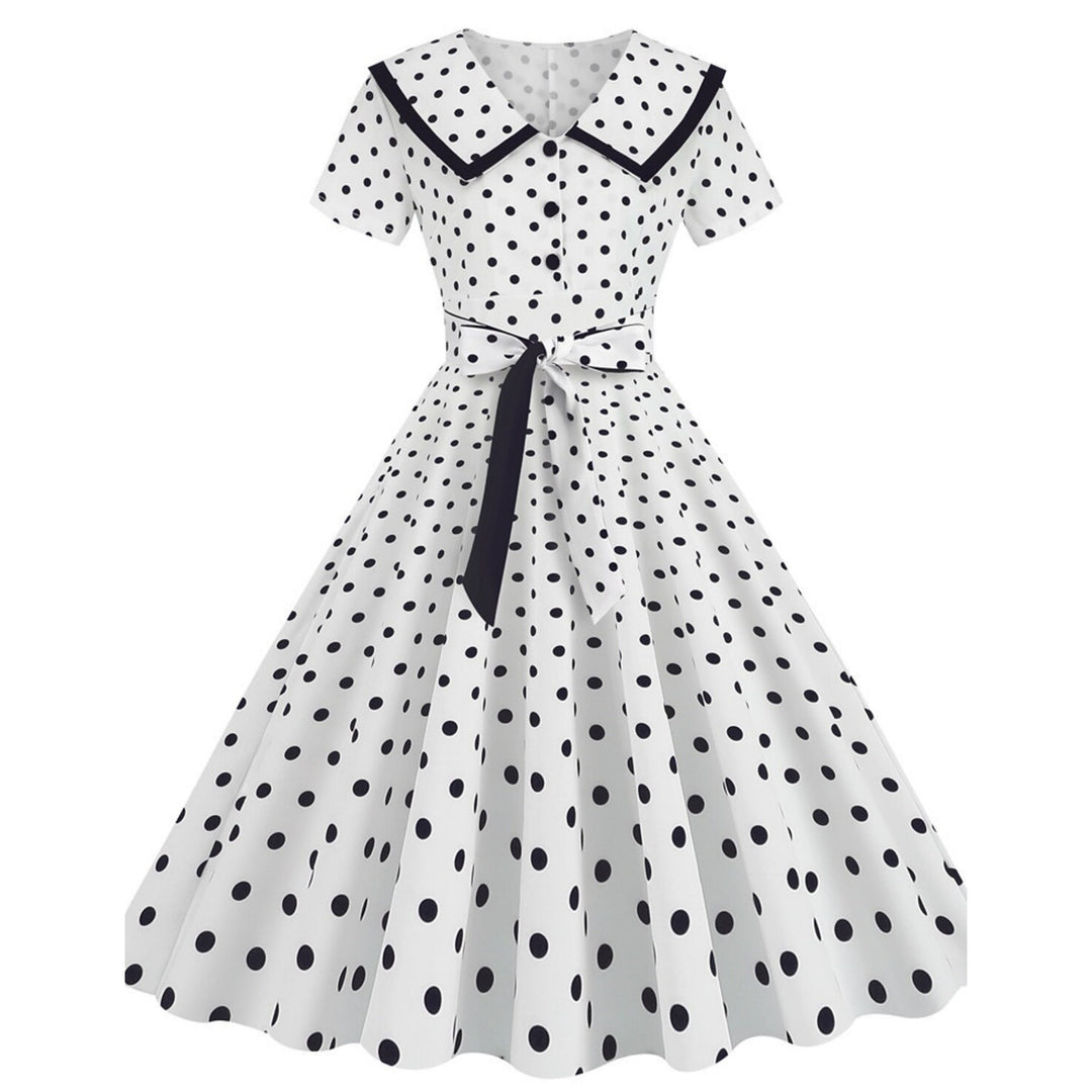 Robe de Costume D'Halloween à Manches Courtes et Col en V de Forme Trapèze/Princesse, Longueur Genou, avec Nœud Papillon