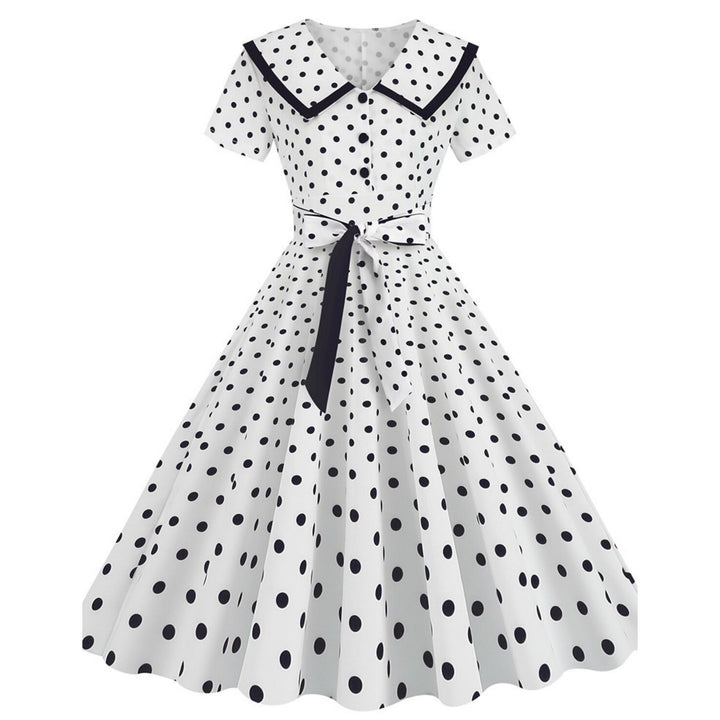 Robe de Costume D'Halloween à Manches Courtes et Col en V de Forme Trapèze/Princesse, Longueur Genou, avec Nœud Papillon
