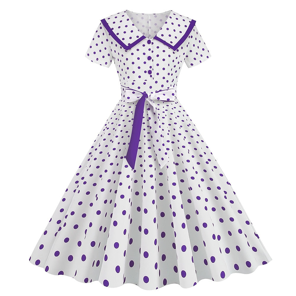 Robe de Costume D'Halloween à Manches Courtes et Col en V de Forme Trapèze/Princesse, Longueur Genou, avec Nœud Papillon