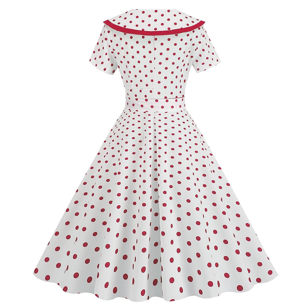 Robe de Costume D'Halloween à Manches Courtes et Col en V de Forme Trapèze/Princesse, Longueur Genou, avec Nœud Papillon