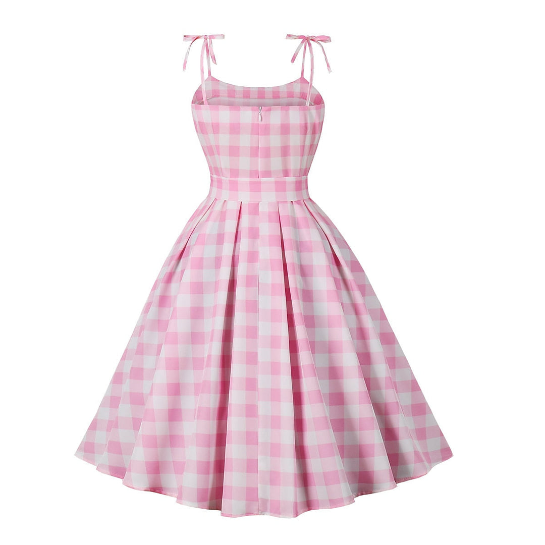 Robe de Costume D'Halloween à Bretelles Spaghetti Sans Manches, Coupe A-Line/Princess, Longueur Genou, avec Nœud Papillon