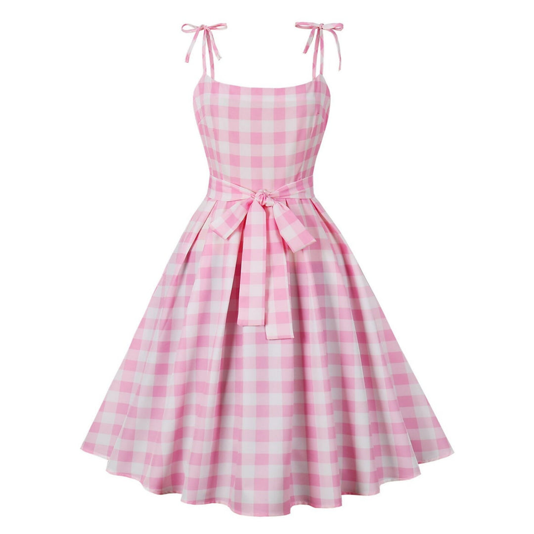 Robe de Costume D'Halloween à Bretelles Spaghetti Sans Manches, Coupe A-Line/Princess, Longueur Genou, avec Nœud Papillon