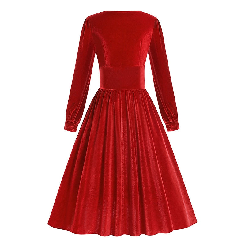 Robe Trapèze/Princesse à Col Carré et Manches Longues, Longueur Thé, pour Costume de Spectacle D'Halloween, avec Volants