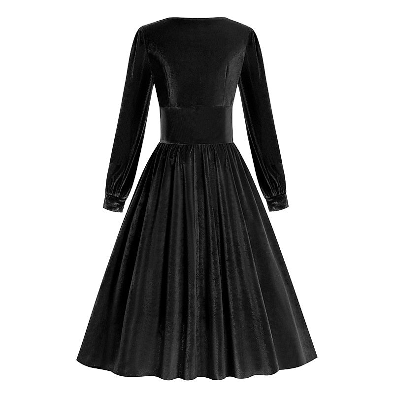 Robe Trapèze/Princesse à Col Carré et Manches Longues, Longueur Thé, pour Costume de Spectacle D'Halloween, avec Volants