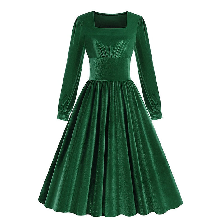 Robe Trapèze/Princesse à Col Carré et Manches Longues, Longueur Thé, pour Costume de Spectacle D'Halloween, avec Volants