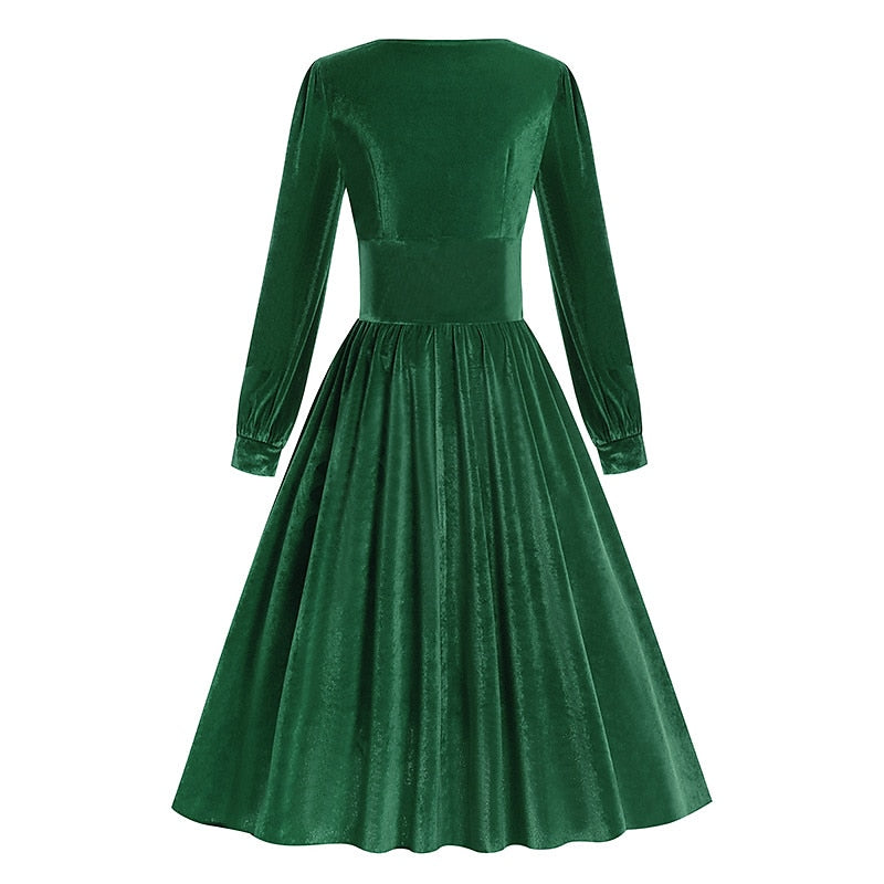 Robe Trapèze/Princesse à Col Carré et Manches Longues, Longueur Thé, pour Costume de Spectacle D'Halloween, avec Volants