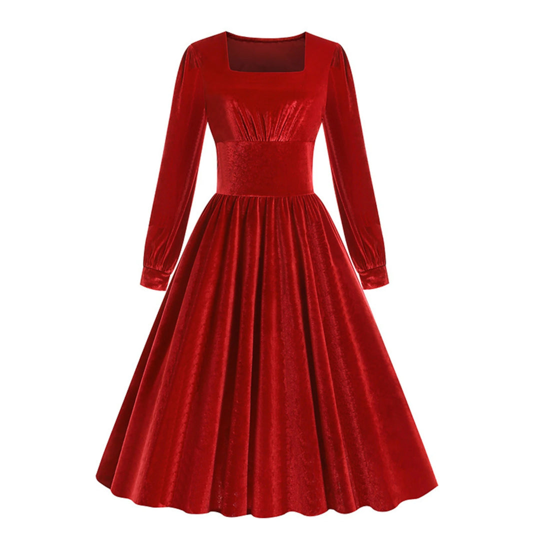 Robe Trapèze/Princesse à Col Carré et Manches Longues, Longueur Thé, pour Costume de Spectacle D'Halloween, avec Volants