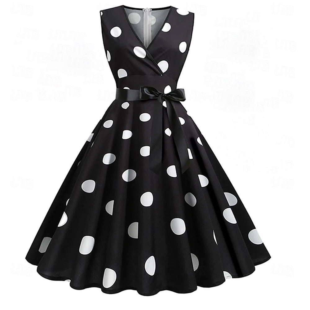 Robe de Costume D'Halloween de Forme Trapèze/Princesse à Col en V Sans Manches et Longueur Genou avec Nœud