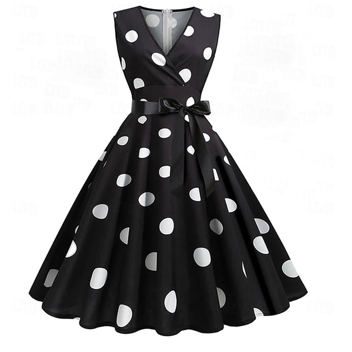 Robe de Costume D'Halloween de Forme Trapèze/Princesse à Col en V Sans Manches et Longueur Genou avec Nœud
