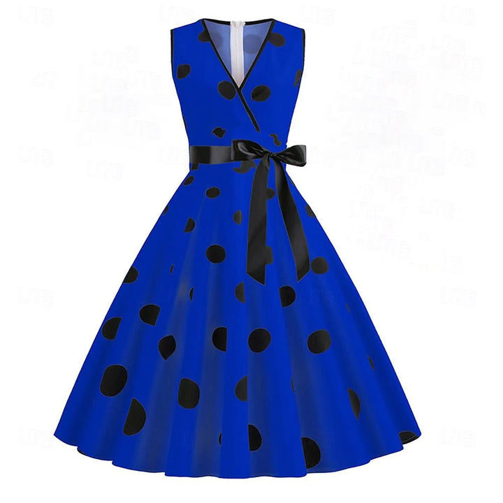 Robe de Costume D'Halloween de Forme Trapèze/Princesse à Col en V Sans Manches et Longueur Genou avec Nœud