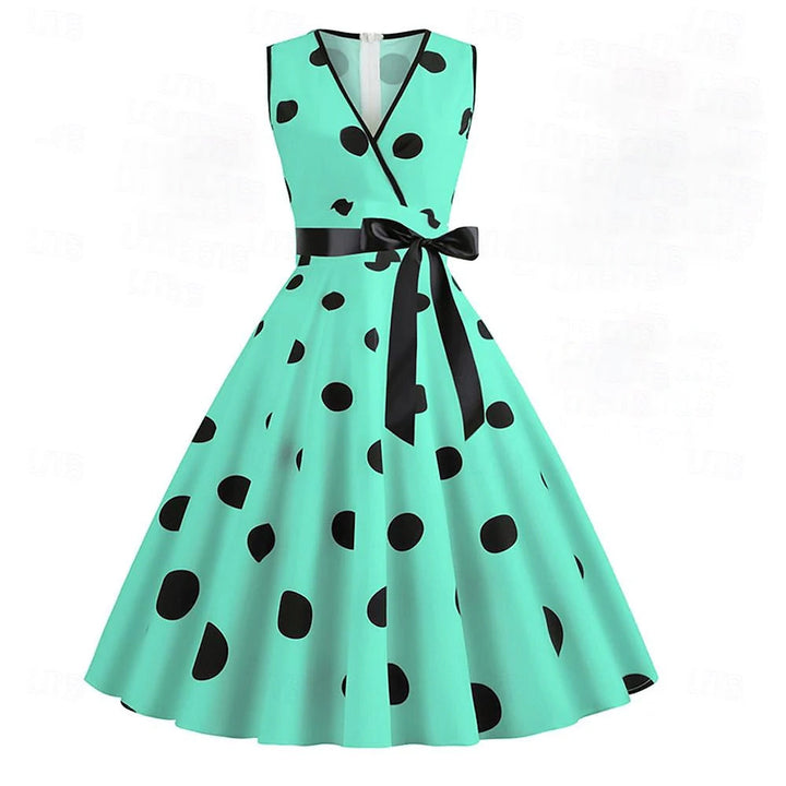 Robe de Costume D'Halloween de Forme Trapèze/Princesse à Col en V Sans Manches et Longueur Genou avec Nœud