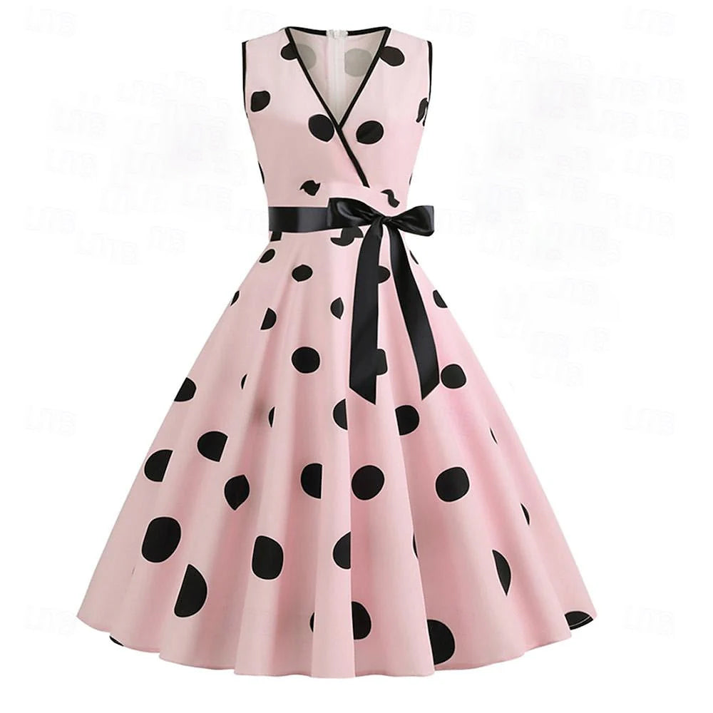 Robe de Costume D'Halloween de Forme Trapèze/Princesse à Col en V Sans Manches et Longueur Genou avec Nœud