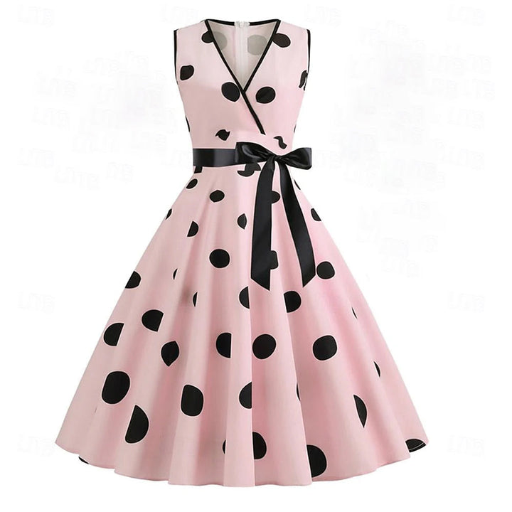 Robe de Costume D'Halloween de Forme Trapèze/Princesse à Col en V Sans Manches et Longueur Genou avec Nœud