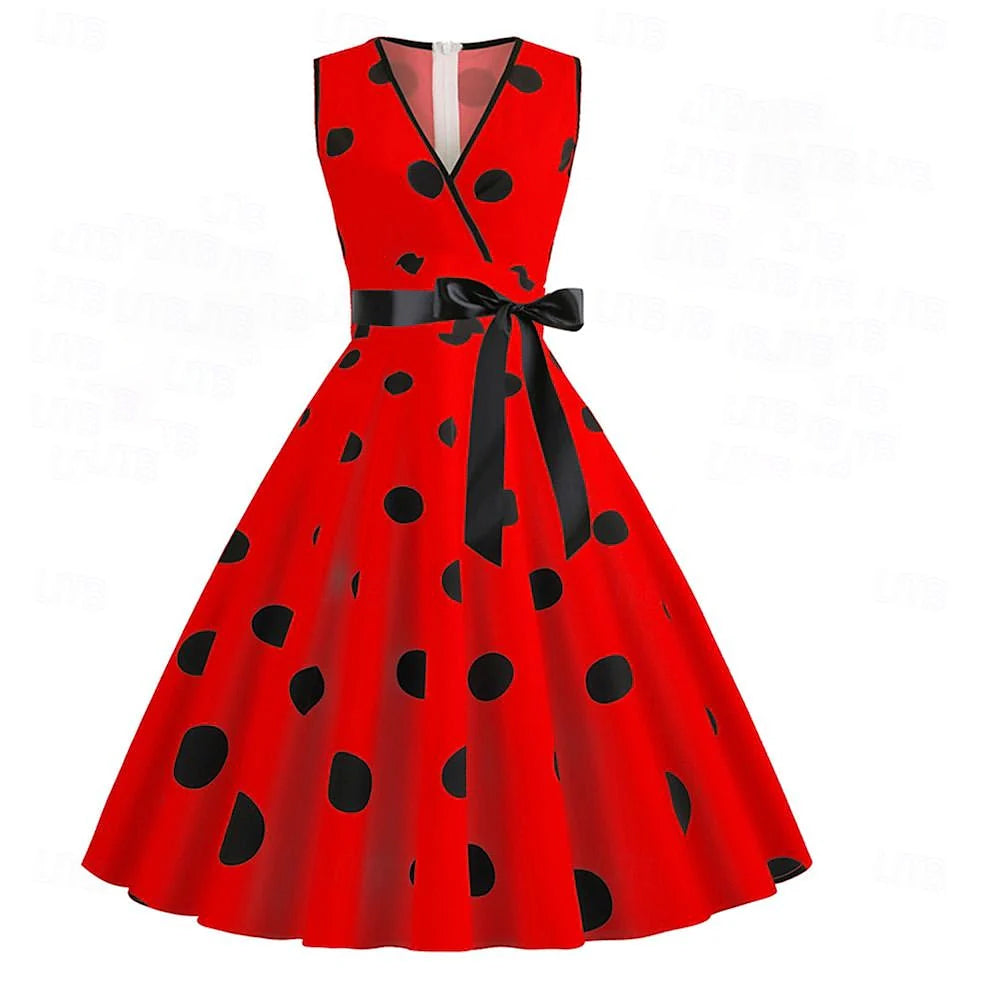 Robe de Costume D'Halloween de Forme Trapèze/Princesse à Col en V Sans Manches et Longueur Genou avec Nœud