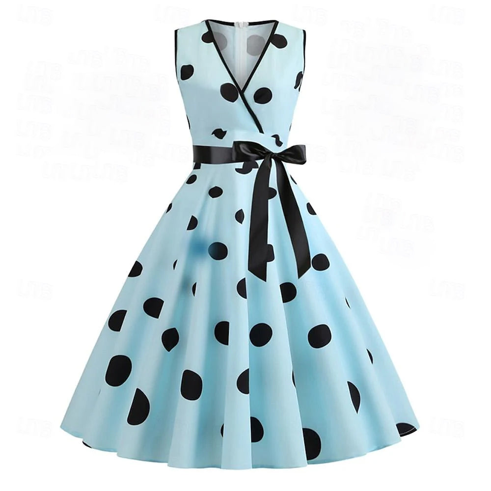 Robe de Costume D'Halloween de Forme Trapèze/Princesse à Col en V Sans Manches et Longueur Genou avec Nœud