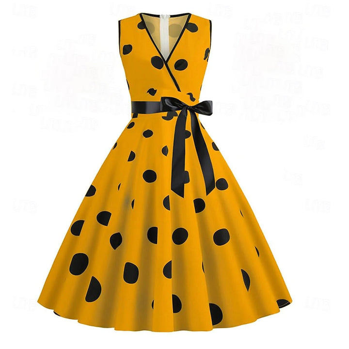 Robe de Costume D'Halloween de Forme Trapèze/Princesse à Col en V Sans Manches et Longueur Genou avec Nœud
