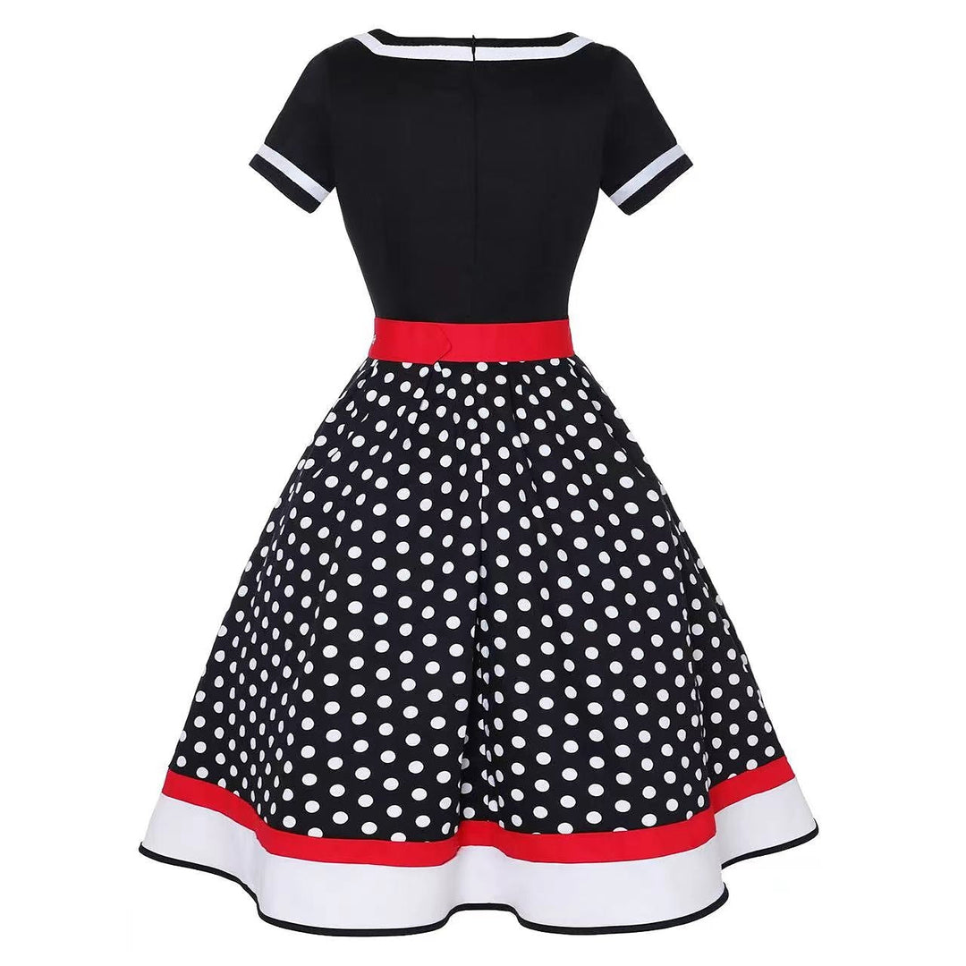 Robe de Costume D'Halloween à Manches Courtes et Col en V, Coupe A-Line/Princesse, Longueur Genou, avec Ceinture