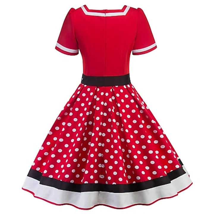 Robe de Costume D'Halloween à Manches Courtes et Col en V, Coupe A-Line/Princesse, Longueur Genou, avec Ceinture
