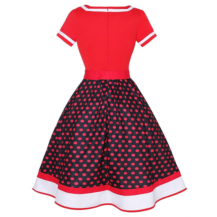 Robe de Costume D'Halloween à Manches Courtes et Col en V, Coupe A-Line/Princesse, Longueur Genou, avec Ceinture
