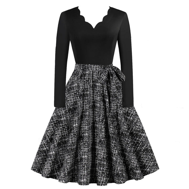 Robe de Costume D'Halloween à Manches Longues et Longueur Thé, Coupe A-Line/Princesse, avec Nœud Papillon