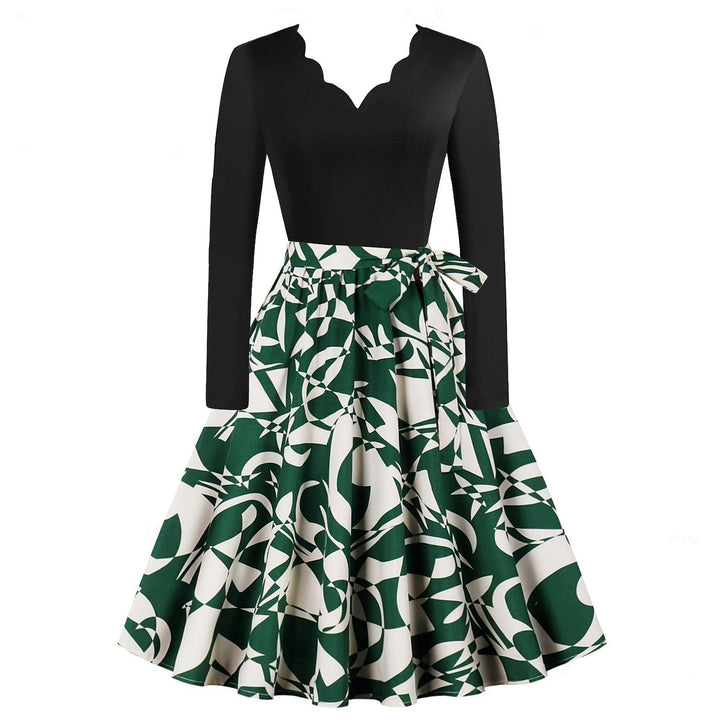 Robe de Costume D'Halloween à Manches Longues et Longueur Thé, Coupe A-Line/Princesse, avec Nœud Papillon