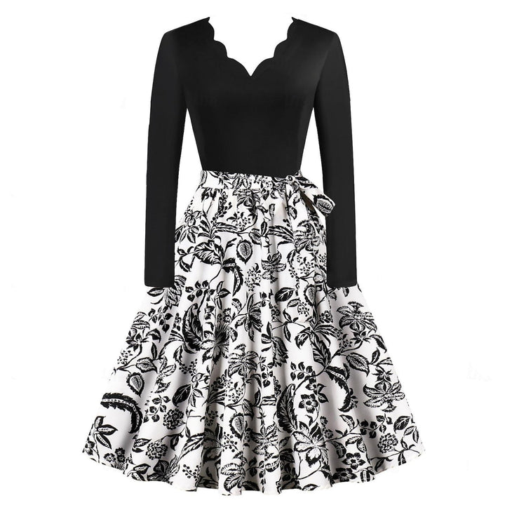 Robe de Costume D'Halloween à Manches Longues et Longueur Thé, Coupe A-Line/Princesse, avec Nœud Papillon
