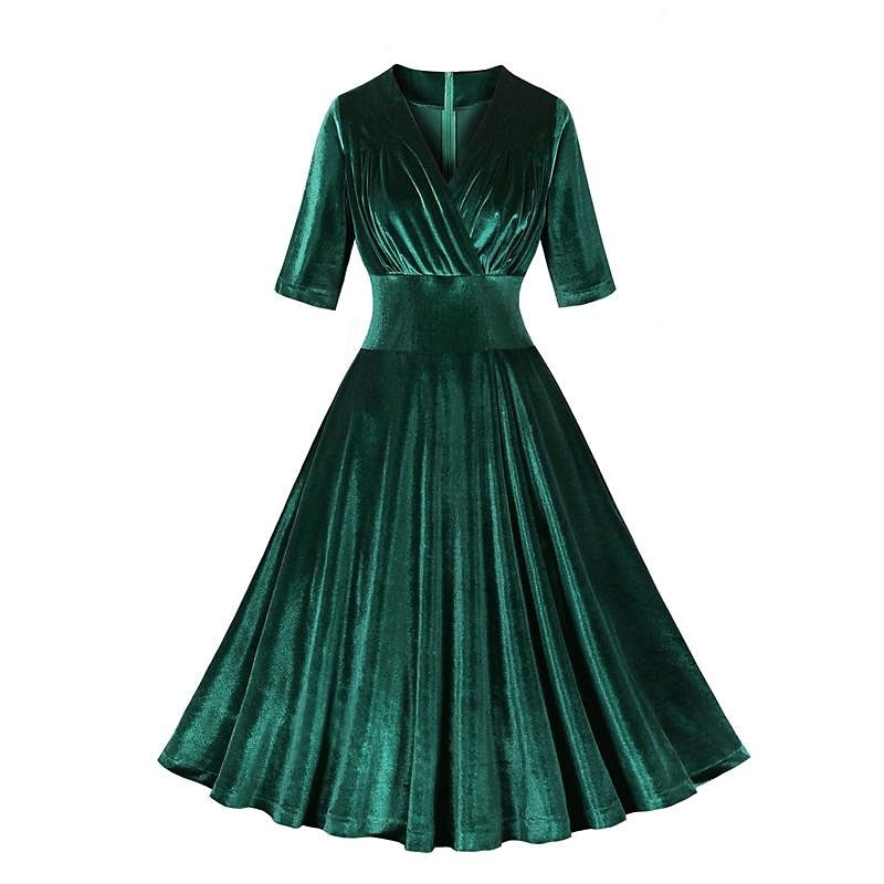 Robe de Costume D'Halloween à Volants, Coupe A-Line/Princesse, Col en V, Manches Mi-Longues, Longueur Thé