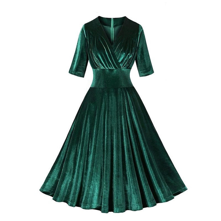 Robe de Costume D'Halloween à Volants, Coupe A-Line/Princesse, Col en V, Manches Mi-Longues, Longueur Thé