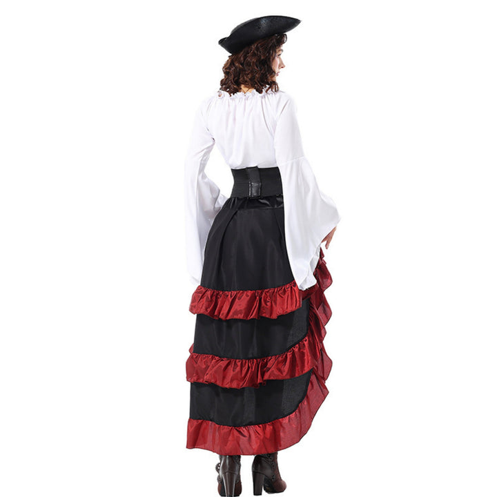 Robe de Costume D'Halloween Asymétrique à Manches Longues et Col Rond de Forme Trapèze/Princesse avec Ceinture