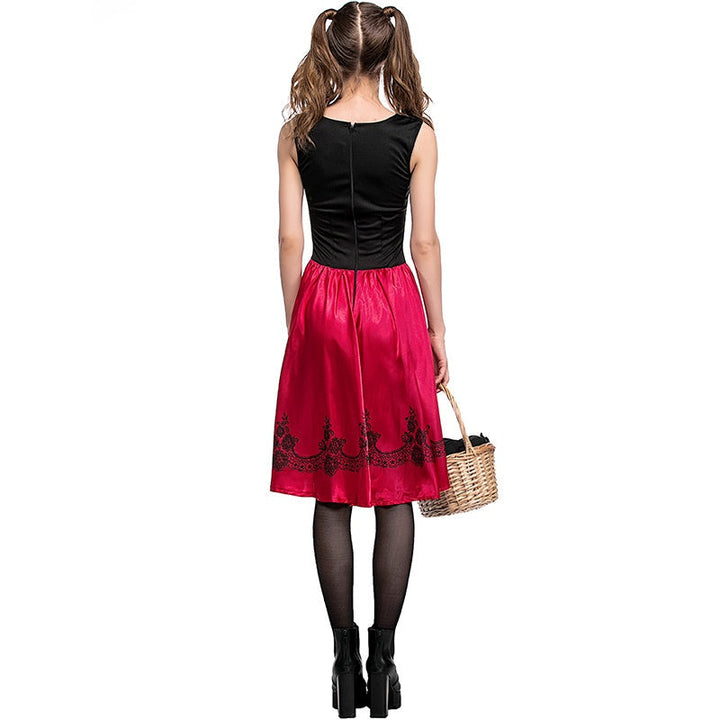 Robe de Costume D'Halloween à Col Carré Sans Manches, Coupe A-Line/Princess, Longueur Genou, avec Cape