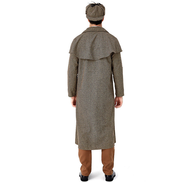 Costume D'Halloween - Manteau à Col Montant à Carreaux Britanniques avec Chapeau