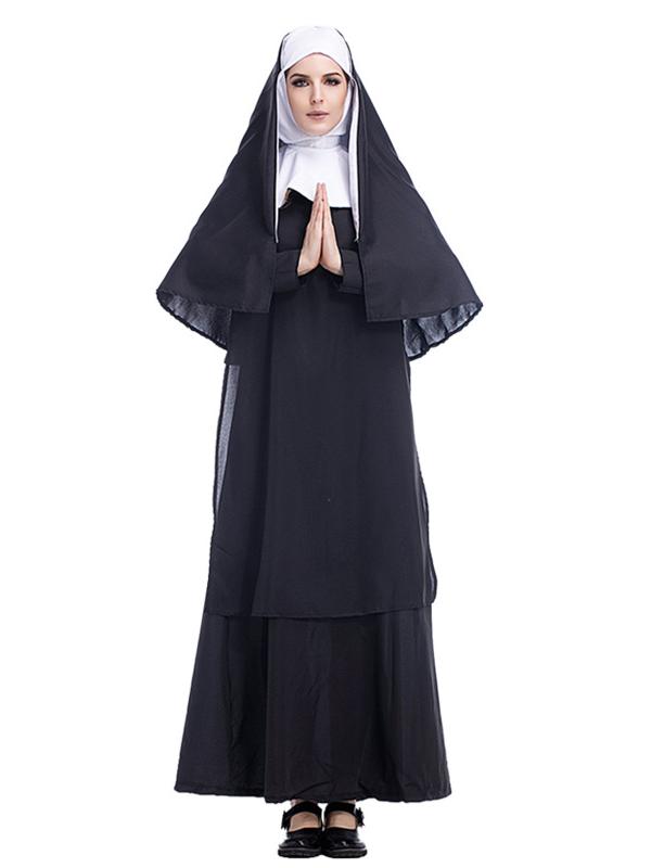 Robe Trapèze/Princesse à Manches Longues et Longueur Cheville pour Déguisement D'Halloween, Coiffes et Châles