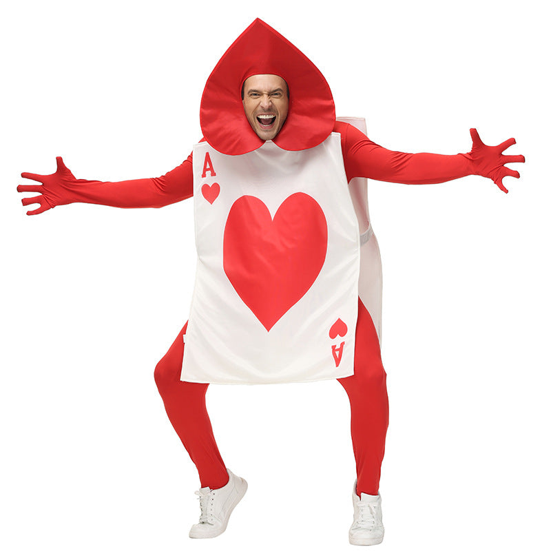 Costume de Spectacle D'Halloween de Poker Hearts Ace