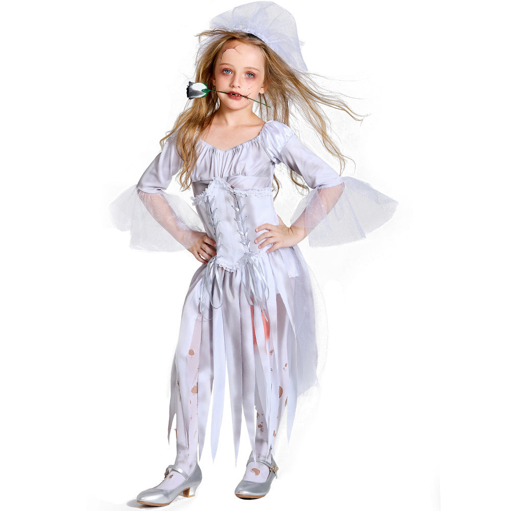 Costume de Mascarade Personnalisé pour Mariée Vampire, Cosplay, Zombie, Spectacle D'Halloween, Costume Parent-Enfant
