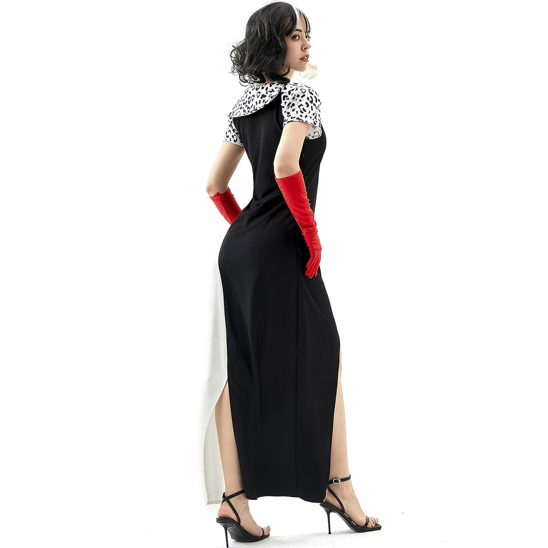 Robe Asymétrique de Costume D'Halloween à Manches Courtes et Col en V de Forme A/Princesse