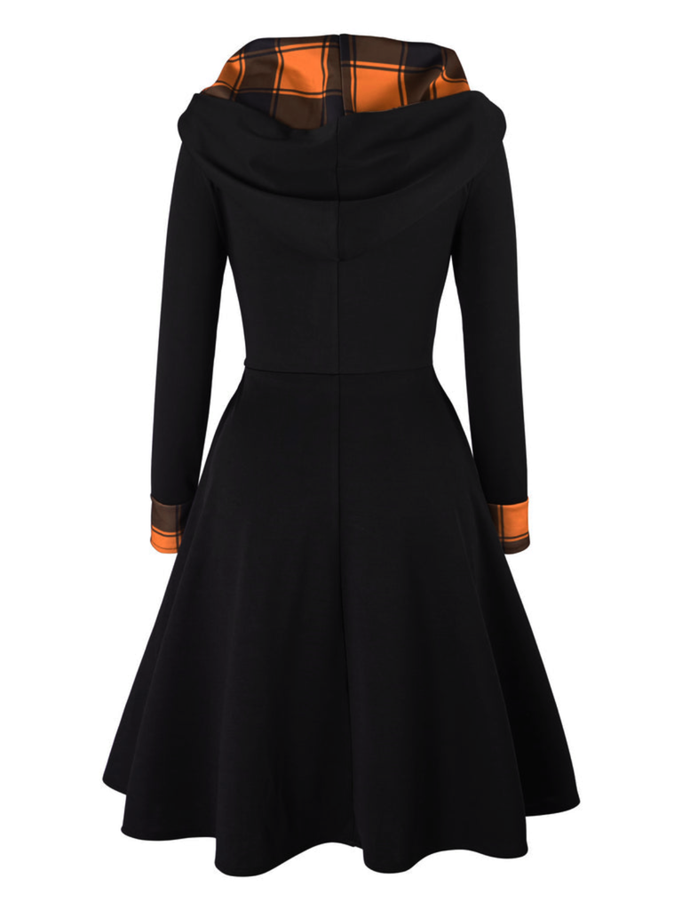 Robe de Costume D'Halloween à Manches Longues et Col Rond de Forme Trapèze/Princesse, Longueur Genou