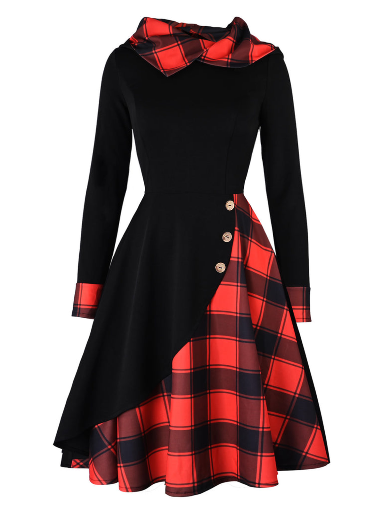 Robe de Costume D'Halloween à Manches Longues et Col Rond de Forme Trapèze/Princesse, Longueur Genou