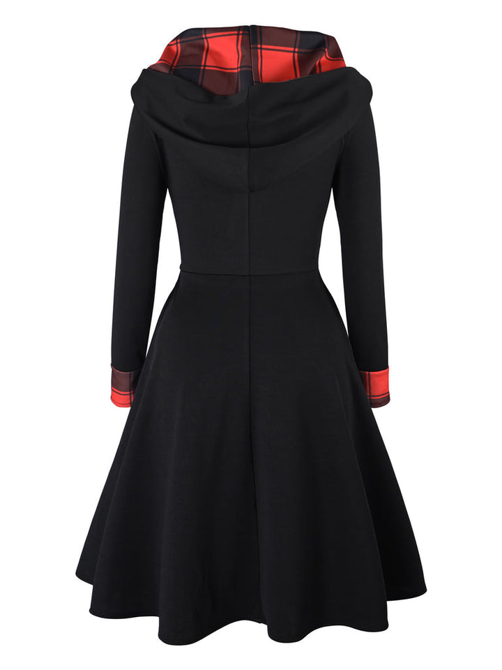 Robe de Costume D'Halloween à Manches Longues et Col Rond de Forme Trapèze/Princesse, Longueur Genou