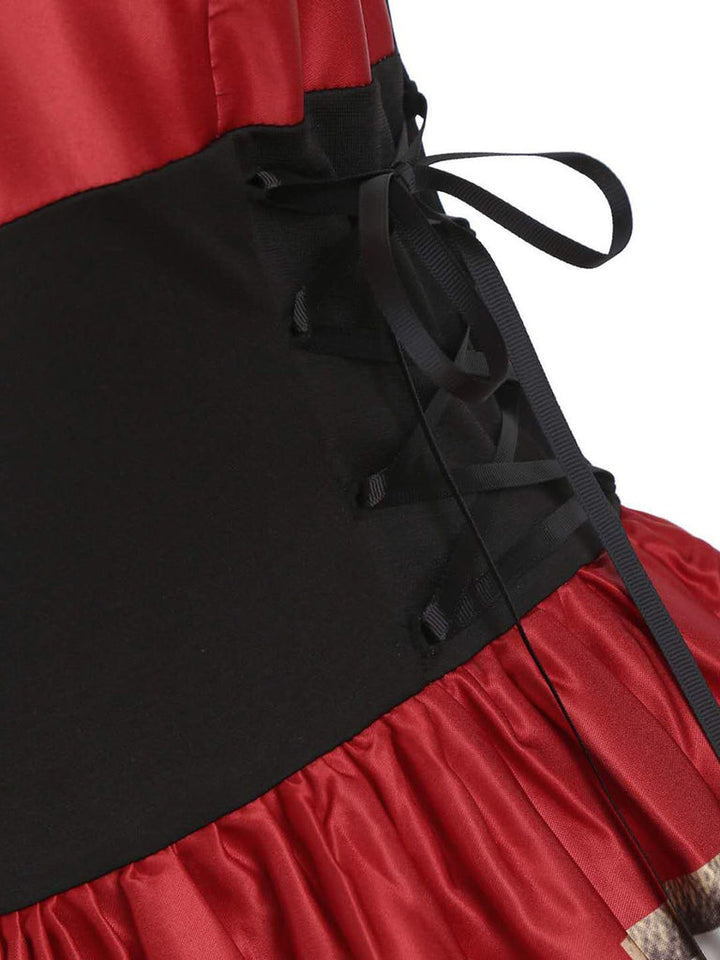 Robe de Costume D'Halloween à Bretelles Spaghetti Sans Manches, Coupe A-Line/Princess, Longueur Genou, avec Nœud Papillon