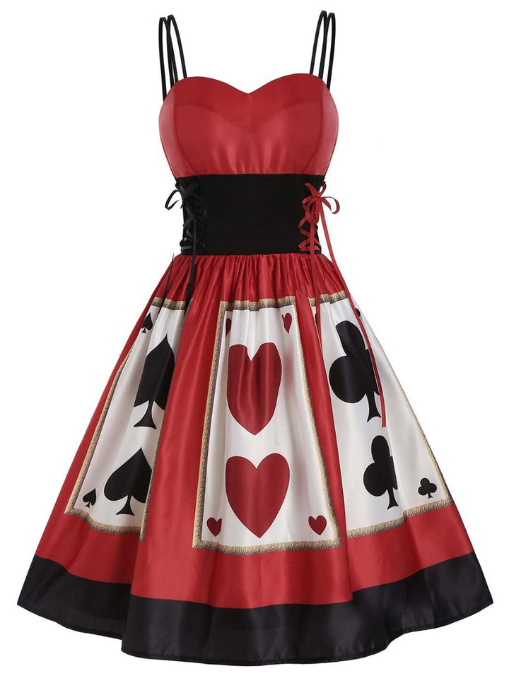 Robe de Costume D'Halloween à Bretelles Spaghetti Sans Manches, Coupe A-Line/Princess, Longueur Genou, avec Nœud Papillon
